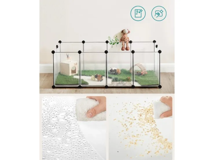 Feandrea Freigehege mit Bodenplatten 125 cm x 63 cm x 42 cm Weiß* Kleintierbedarf