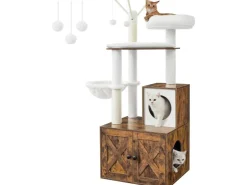 Feandrea Kratzbaum mit Katzenklo-Schrank 151 cm Braun