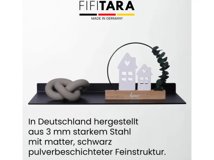 FIFITARA Wandregal 40cm 2er Set Aus Stahl Schwarz Pulverbeschichtet Schweberegal Wandboard Bücherregal Metallregal Mit Dübeln Und Schrauben* Schweberegale|Metallregale