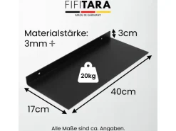 FIFITARA Wandregal 40cm 2er Set Aus Stahl Schwarz Pulverbeschichtet Schweberegal Wandboard Bücherregal Metallregal Mit Dübeln Und Schrauben* Schweberegale|Metallregale