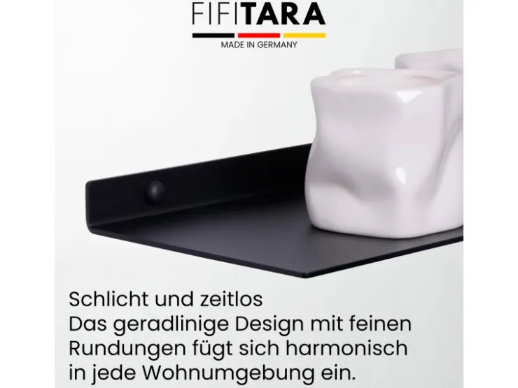 FIFITARA Wandregal 40cm 2er Set Aus Stahl Schwarz Pulverbeschichtet Schweberegal Wandboard Bücherregal Metallregal Mit Dübeln Und Schrauben* Schweberegale|Metallregale
