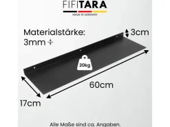 FIFITARA Wandregal 60cm 2er Set Aus Stahl Schwarz Pulverbeschichtet Schweberegal Wandboard Bücherregal Metallregal Mit Dübeln Und Schrauben