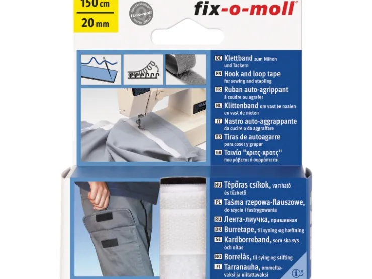 fix-o-moll Klettband zum Nähen weiß 150 cm 20 mm