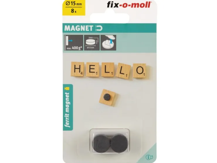 fix-o-moll Magnetscheibe Ferrit Klebend 3 mm x Ø 15 mm Schwarz 8 Stück