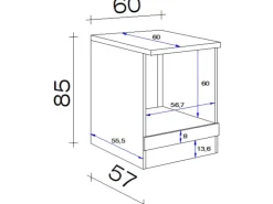 Flex-Well Classic Küchen-Herd-Umbauschrank Nano 60 cm Nachbildung