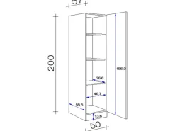 Flex-Well Exclusiv Geschirrschrank Orlando 50cm Kaschmir Glanz-Sonoma Eiche* Schränke
