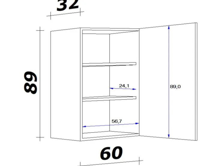 Flex-Well Exclusiv Küchen-Hängeschrank groß Joelina 60 x 89 cm Weiß* Schränke