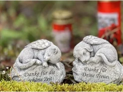 FlowerPower Flower Power Grabdekoration Memoria Hund und Katze auf Stein 2-fach Sortiert* Kerzen