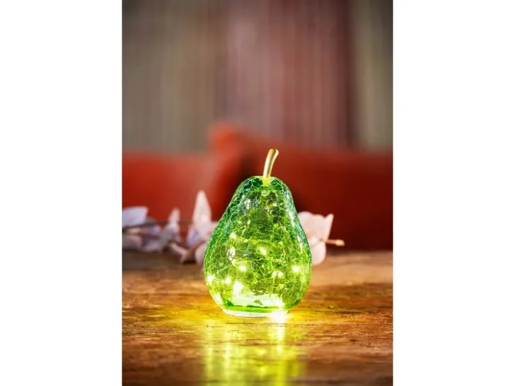 FlowerPower Deko Birne Pera mit LED 11 cm x 16 cm Grün* Dekorative Figuren