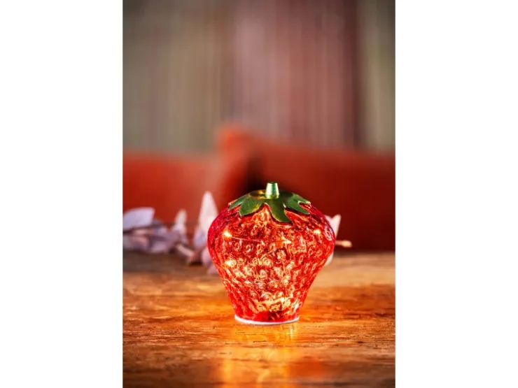 FlowerPower Deko Erdbeere Fresa mit LED 12,5 cm x 13 cm Rot* Dekorative Figuren