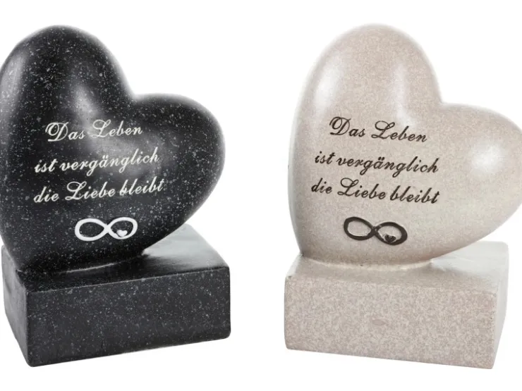 FlowerPower Gedenkstein Herz Unendlich 8 cm x 13 cm x 17 cm Grau