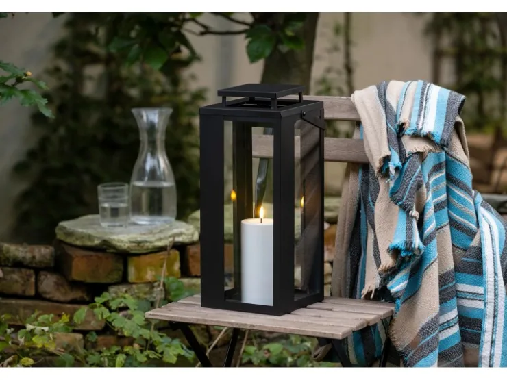 FlowerPower LED-Laterne Lucido Outdoor 40,5 cm x 16,5 cm x 16,5 cm Schwarz