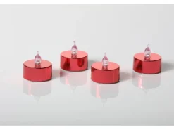 FlowerPower LED-Teelichter Riga 4er-Set Rot