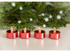 FlowerPower LED-Teelichter Riga 4er-Set Rot