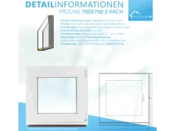 Framelux Kunststofffenster Proline 2-Fach Verglasung 700 x 700 mm Linksanschlag* Insektenschutz