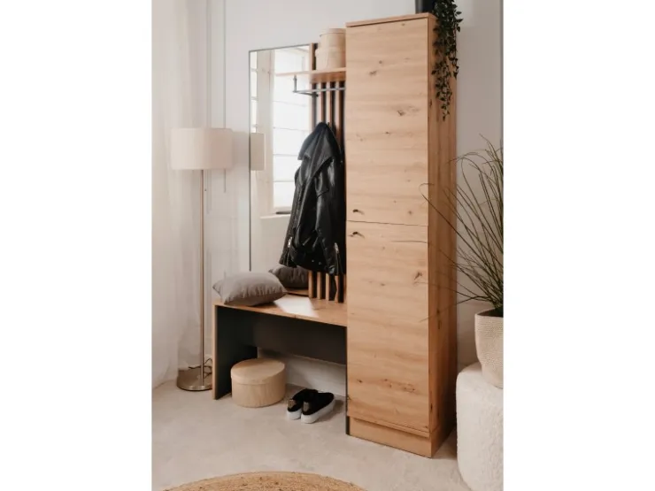 Furn.Design Garderobe Eiche Artisan und Grau 122 cm 3D Lamelle Industrial Madem