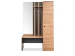 Furn.Design Garderobe Eiche Artisan und Grau 122 cm 3D Lamelle Industrial Madem