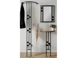 Furn.Design Garderoben-Set 3-teilig Schwarz Metall 130 cm mit Spiegel Kilby* Möbelserien