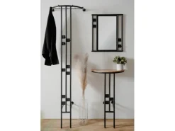 Furn.Design Garderoben-Set 3-teilig Schwarz Metall 130 cm mit Spiegel Kilby* Möbelserien