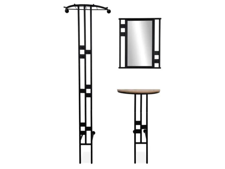 Furn.Design Garderoben-Set 3-teilig Schwarz Metall 130 cm mit Spiegel Kilby* Möbelserien