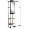 Furn.Design Kompaktgarderobe Schwarz Metall 100 cm mit Spiegel Wick