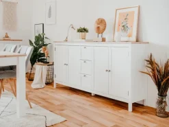 Furn.Design Sideboard Landhaus Weiß Eiche Artisan 180 cm 4-türig Vestland