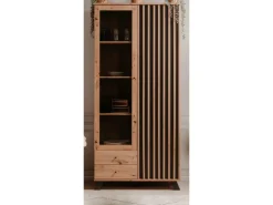 Furn.Design Vitrine Eiche Artisan und Grau 92 cm 3D Lamelle Industrial Madem* Vitrinen