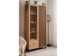 Furn.Design Vitrine Eiche Artisan und Grau 92 cm 3D Lamelle Industrial Madem* Vitrinen