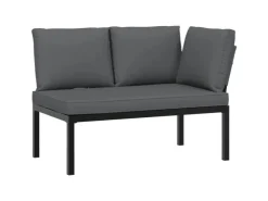 furnicato Gartenbank mit Kissen Schwarz Aluminium