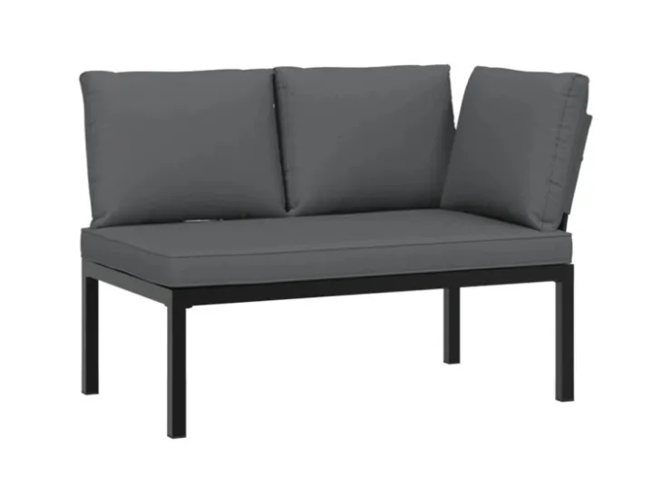 furnicato Gartenbank mit Kissen Schwarz Aluminium