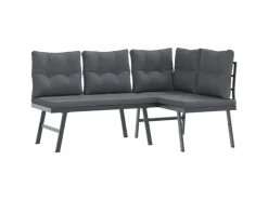 furnicato Gartenbänke mit Kissen 2 Stk. Schwarz Pulverbeschichteter Stahl