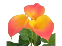 furnicato Künstliche Calla-Lilie mit Topf 45 cm Rot und Gelb* Ostern|Kunstpflanzen