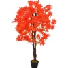furnicato Künstliche Pflanze Ahornbaum mit Topf Rot 120 cm