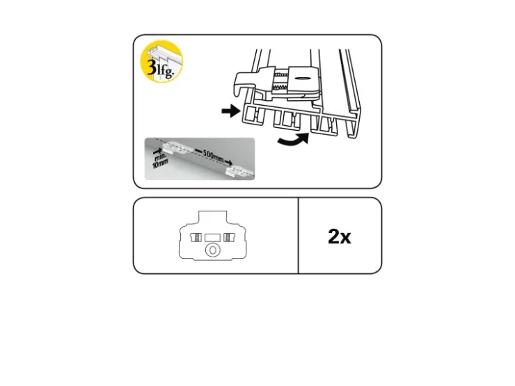 Gardinia Deckenclip für Flächenvorhangschiene 3-läufig Weiß 2-er Pack