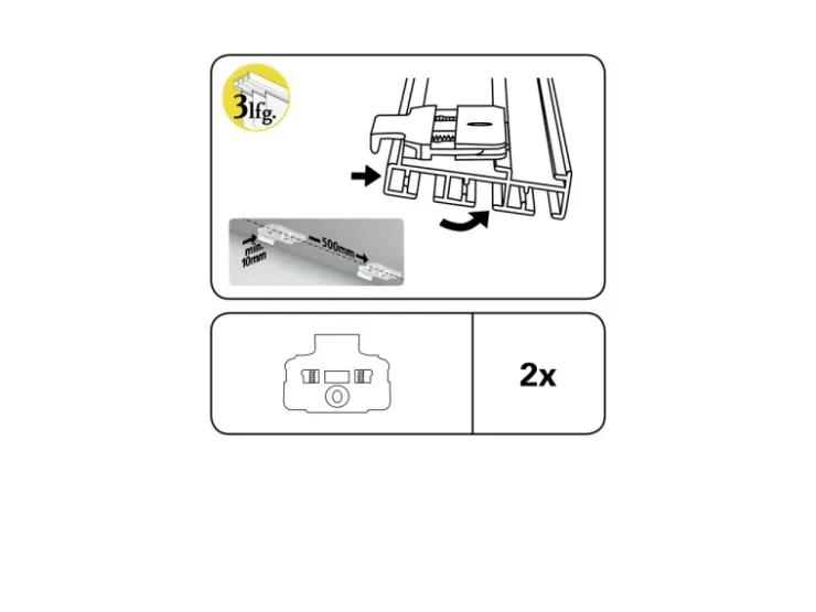 Gardinia Deckenclip für Flächenvorhangschiene 3-läufig Weiß 2-er Pack