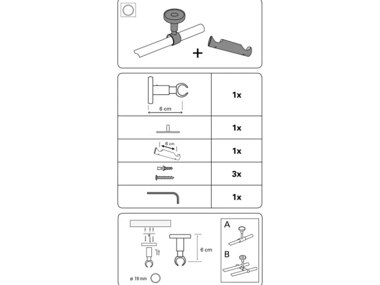 Gardinia Deckenträger Europa für Ø 19 mm -Antik 6 cm* Vorhänge|Gardinen
