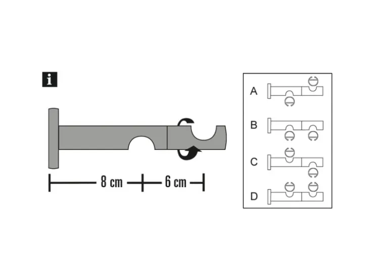 Gardinia Doppel-Kombiträger Chicago für Ø 20 mm offen 8 cm / 6 cm* Vorhänge|Gardinen