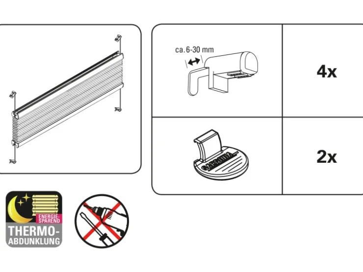 Gardinia EasyFix Thermo-Plissee mit 2 Bedienschienen 50 cm x 130 cm