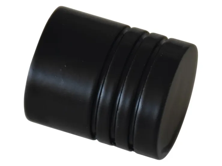 Gardinia Endstück Chicago Zylinder für Ø 20 mm Schwarz-Matt 2-er Pack