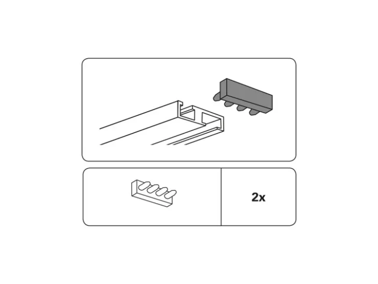 Gardinia Endstück für Aluminium-Vorhangschiene 1-läufig Weiß 2-er Pack* Vorhänge|Gardinenschienen