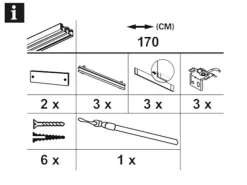 Gardinia Flächenvorhangschiene Komfort Komplett-Set 3-läufig Weiß 170 cm* Gardinenschienen