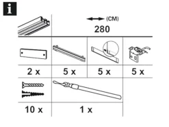 Gardinia Flächenvorhangschiene Komfort Komplett-Set 5-läufig Weiß 280 cm* Gardinenschienen