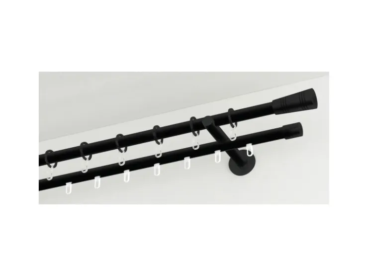Gardinia Gardinenstange Chicago mit Innenlauf I Ø 20 mm Schwarz - Matt 160 cm* Gardinenstangen|Seilspanngarnituren