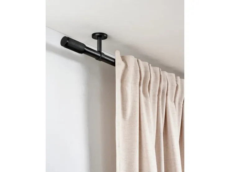 Gardinia Gardinenstange Denver Ø 25 mm 200 cm Schwarz Matt* Seilspanngarnituren|Gardinenstangen