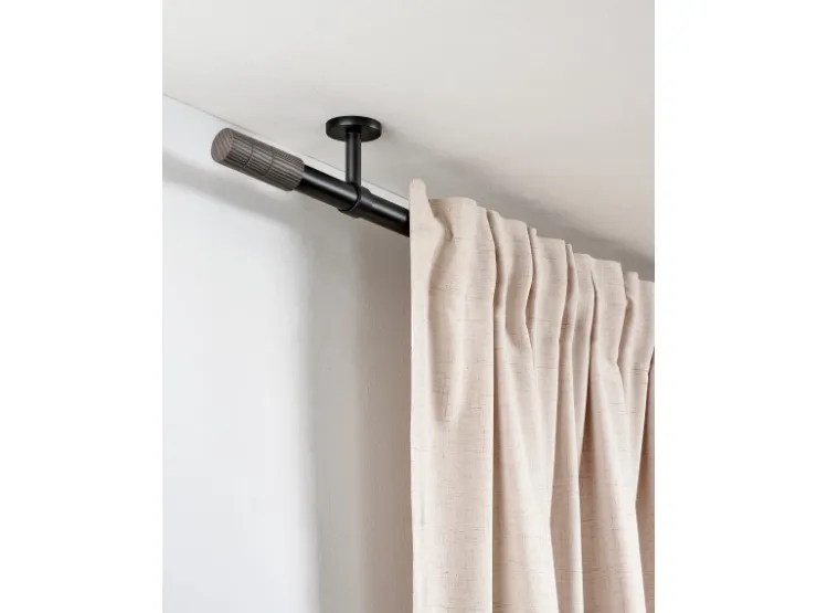 Gardinia Gardinenstange Denver Ø 25 mm 200 cm Schwarz Matt* Seilspanngarnituren|Gardinenstangen
