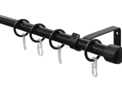 Gardinia Gardinenstangen Set 1-läufig Cap Schwarz ausziehbar