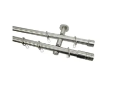 Gardinia Gardinenstangen-Set Zylinder 2-läufig Ø 20 mm Edelstahloptik 160 cm