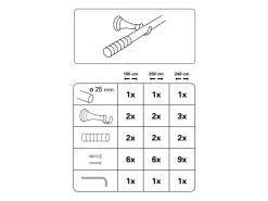 Gardinia Gardinenstangen-Set Belamy Ø 25 mm Edelstahloptik 160 cm* Seilspanngarnituren|Gardinenstangen