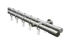 Gardinia Gardinenstangen-Set Zylinder 2-läufig Ø 20 mm Edelstahloptik 240 cm* Gardinenstangen|Vorhänge