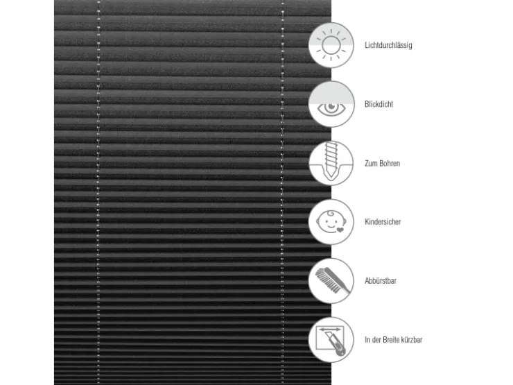 Gardinia Plissee Concept Tageslicht 40 cm x 130 cm Schwarz* Plissees